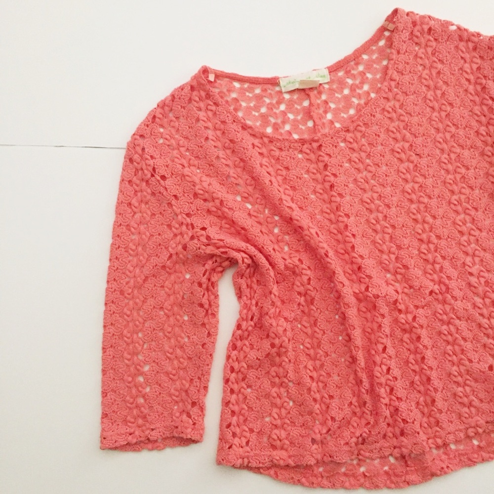 Staring at Stars Pink Coral Crochet Top - Medium
